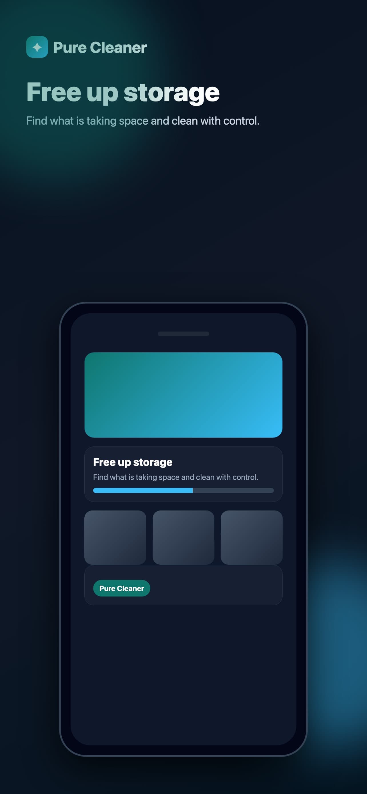 Pure Cleaner home screen